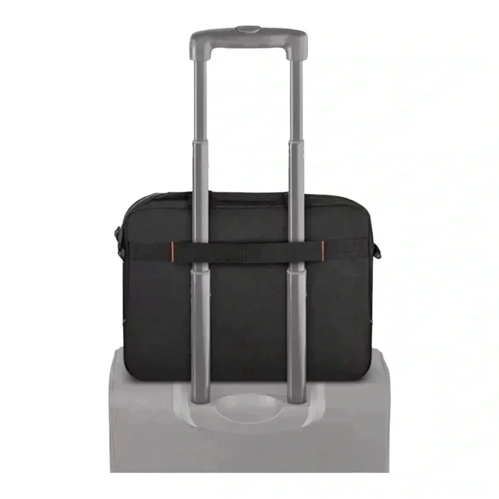 Solo Ace Slim Brief Laptop Briefcase Messenger Bag Black Orange Adjustable Strap